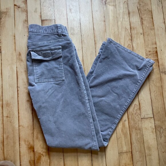 VTG Y2K So GSJC Stretch Gray Corduroy Flares | Indie Sleaze Low Rise 2000s Pants - Picture 8 of 11